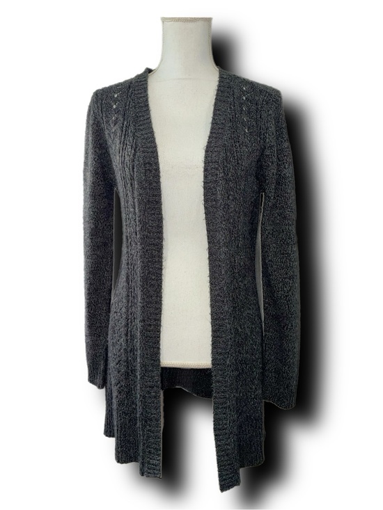 Karen Scott Sweaters - Karen Scott Charcoal Grey Open-Front Knit Cardigan Sweater